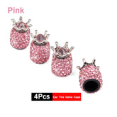 DSYCAR 4Pcs Crystal Rhinestone Universal Car Tire Valve Caps, Attractive Dustproof Bling Car Accessories