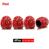 DSYCAR 4Pcs Crystal Rhinestone Universal Car Tire Valve Caps, Attractive Dustproof Bling Car Accessories
