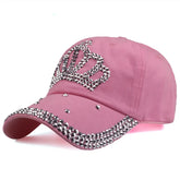Women  Autumn  Crown Cotton Denim Baseball Caps Girls  Diamond Bling Bling Snapback Hat