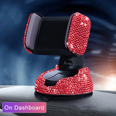 Diamond Bling Car Cell Phone Holder Girl Rhinestone Crystal Mount Universal Fit Mobile Holder Car Interior Accessories for Women