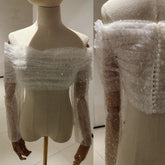 Sequined Wedding Jacket Bolero Bling Bling Long Sleeve Bridal Top Accessories Wrap Shawl Customized