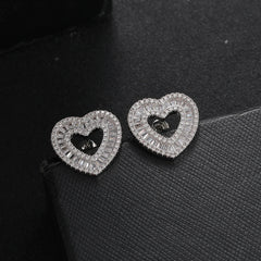 Wholesale Bling Bling Heart Earrings Brass CZ Earrings Fashion Jewelry For Women E064