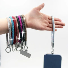 Trendy Glitter Rhinestone Phone Lanyard Bright Bling Bling Diamond Crystal Keychain Phone Wrist Straps Phone Accessories