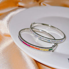 NewSilver Bling Bling Cubic Zirconia Multicolor Bangles for Women Exquisite Charms Bracelet Engagement BanquetJewelry