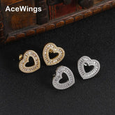 Wholesale Bling Bling Heart Earrings Brass CZ Earrings Fashion Jewelry For Women E064