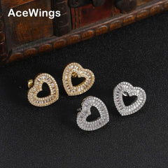Wholesale Bling Bling Heart Earrings Brass CZ Earrings Fashion Jewelry For Women E064