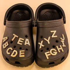 1pcs Letters Luxury Shoe Charms Alphabet Shoe Decorations Pins for Sandals Women Girls Gifts Bling Accessories