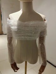 Sequined Wedding Jacket Bolero Bling Bling Long Sleeve Bridal Top Accessories Wrap Shawl Customized