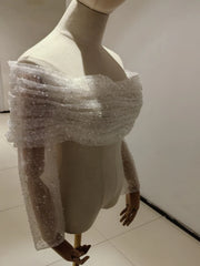 Sequined Wedding Jacket Bolero Bling Bling Long Sleeve Bridal Top Accessories Wrap Shawl Customized