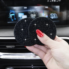 Cute Bling Car Cup Holder Coaster Mat with Rhinestone for Women Girl Universal Anti Slip Automotive Interior Accessories
