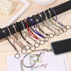 Glitter Keychain Bling Bling Rhinestone Phone Lanyard Wrist Straps Hanging Cord Crystal Anti-lost Rope