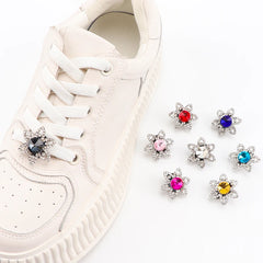 Rhinestones Shoe Charms Shoelaces Charm for Sneakers Shoelace Decorations Flower Fancy Crystal Buckle Bling Accessories for Girl