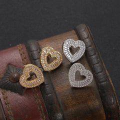 Wholesale Bling Bling Heart Earrings Brass CZ Earrings Fashion Jewelry For Women E064