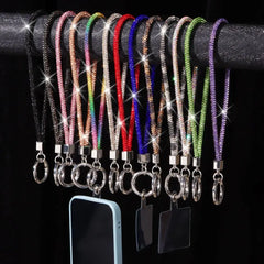 Glitter Rhinestone Phone Lanyard Phone Crystal Wrist Straps Keychain Hanging Anti-lost Rope Bling Bling Hanging Cord