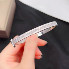 NewSilver Bling Bling Cubic Zirconia Multicolor Bangles for Women Exquisite Charms Bracelet Engagement BanquetJewelry