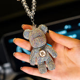 Cartoon Diamond Crystal Bow  Bear Car Pendant Mirror Hanging Ornaments Bling Car Interior Decoration Women Accessories