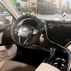 Bling Bling Diamond Rhinestones Crystal Car Steering Wheel Cover PU Leather Auto Accessories Case Car Styling