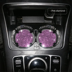 Cute Bling Car Cup Holder Coaster Mat with Rhinestone for Women Girl Universal Anti Slip Automotive Interior Accessories
