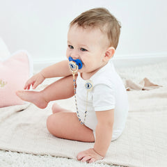 MIYOCAR blue Bling evil eye pacifier and clip set  chain holder bling colorful lovely    AEYE-C