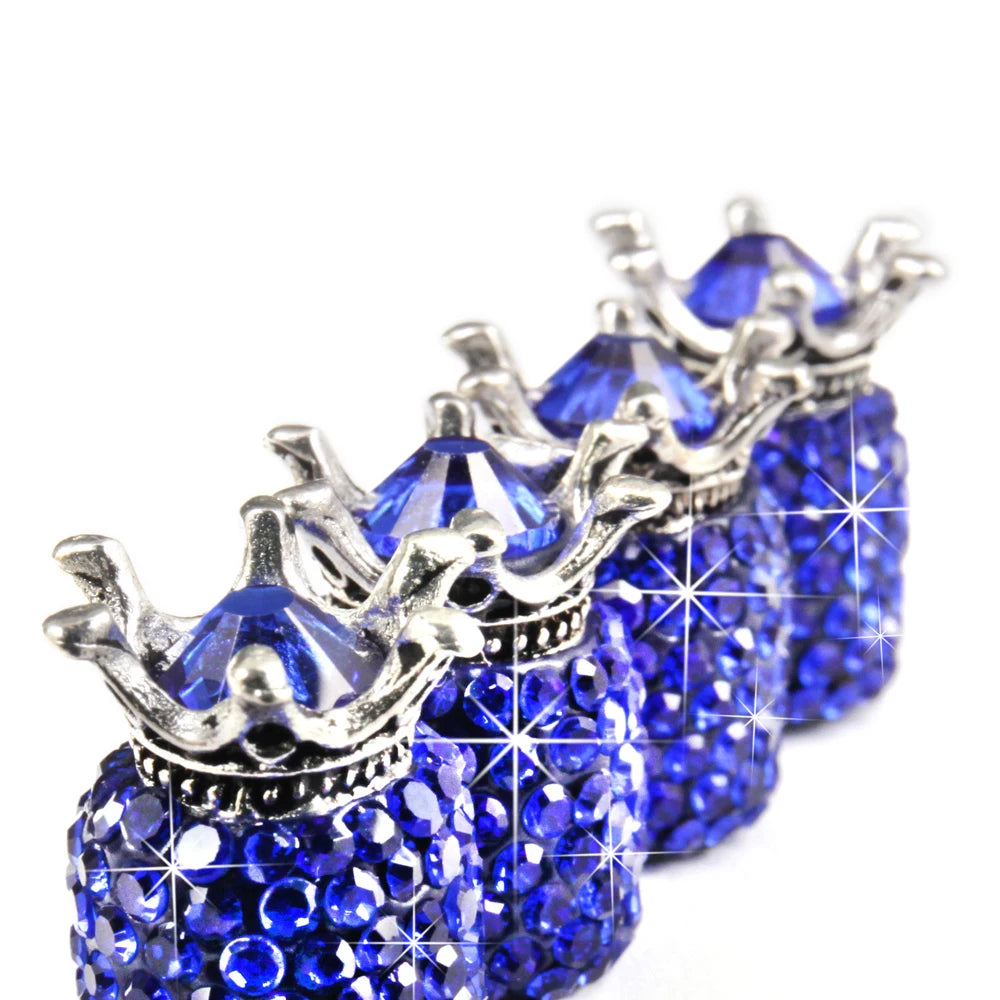 AUTCOAT 4Pcs Valve Stem Caps, Handmade Crystal Rhinestone Universal Car Tire Valve Caps Chrome, Dustproof Bling Car Accessories