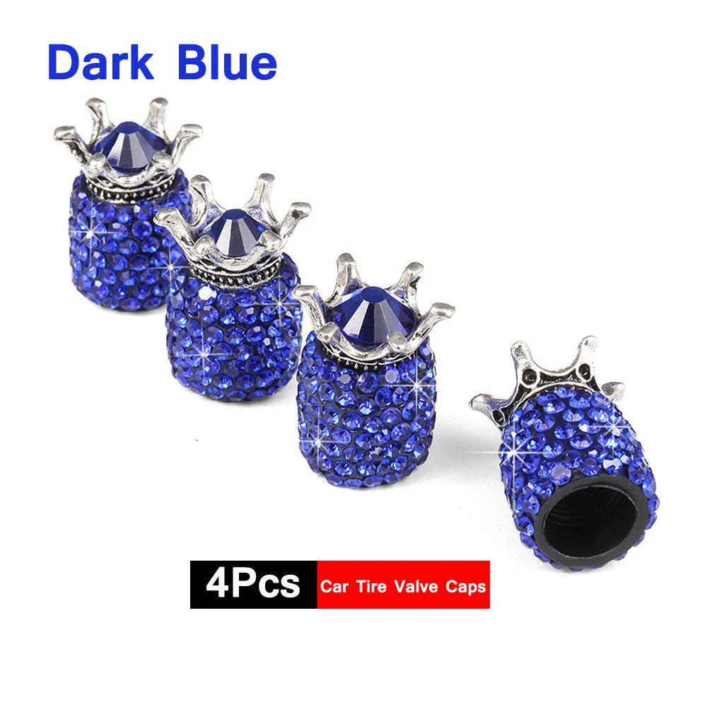 DSYCAR 4Pcs Crystal Rhinestone Universal Car Tire Valve Caps, Attractive Dustproof Bling Car Accessories