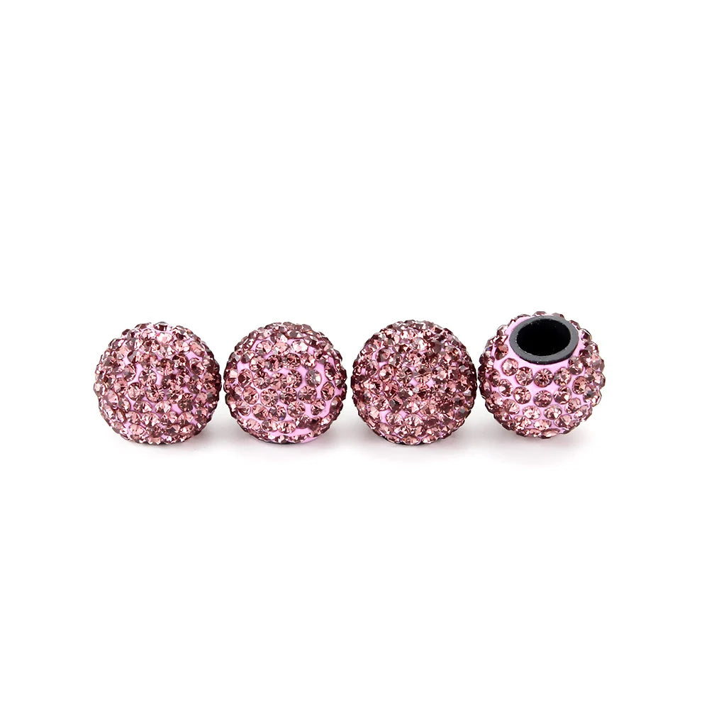 DSYCAR 4Pcs Crystal Rhinestone Universal Car Tire Valve Caps, Attractive Dustproof Bling Car Accessories