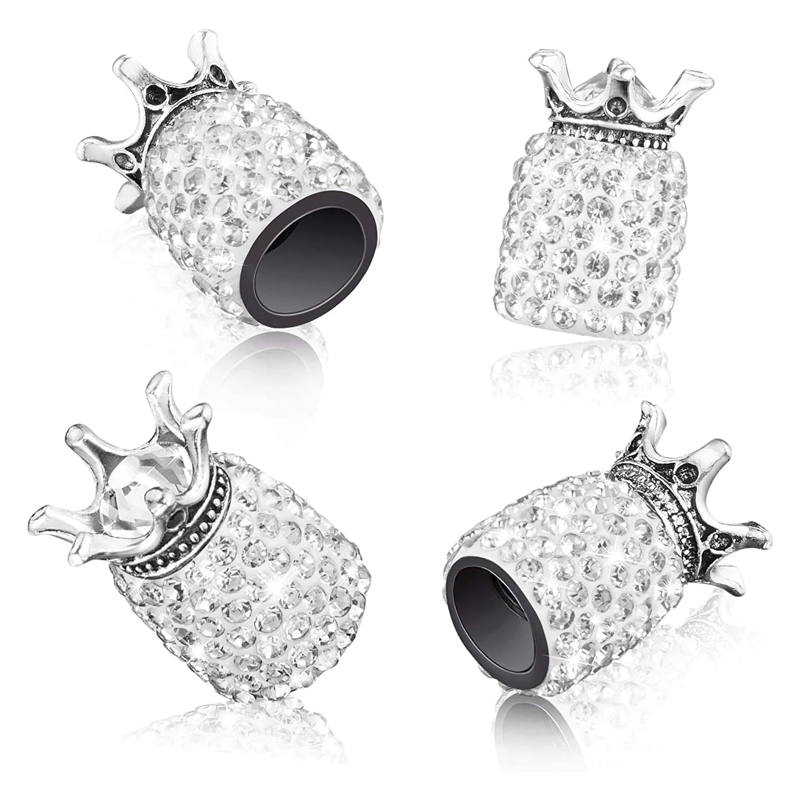 DSYCAR 4Pcs Crystal Rhinestone Universal Car Tire Valve Caps, Attractive Dustproof Bling Car Accessories