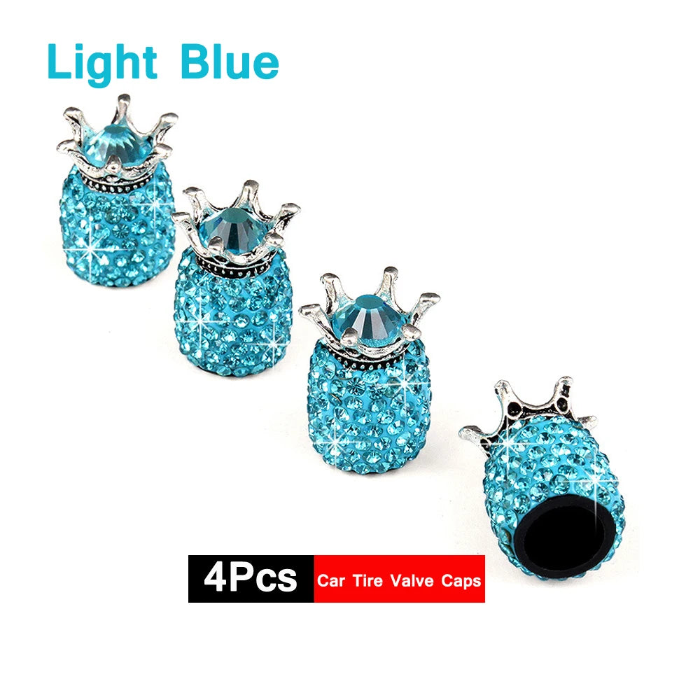 DSYCAR 4Pcs Crystal Rhinestone Universal Car Tire Valve Caps, Attractive Dustproof Bling Car Accessories