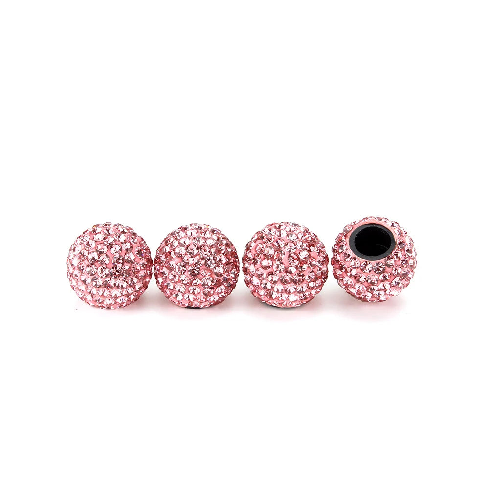 DSYCAR 4Pcs Crystal Rhinestone Universal Car Tire Valve Caps, Attractive Dustproof Bling Car Accessories