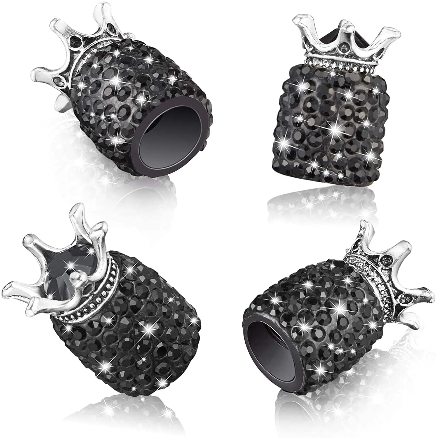 DSYCAR 4Pcs Crystal Rhinestone Universal Car Tire Valve Caps, Attractive Dustproof Bling Car Accessories