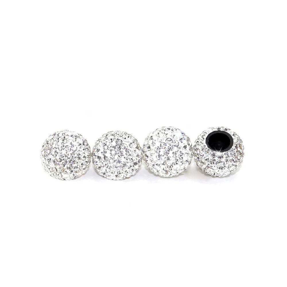DSYCAR 4Pcs Crystal Rhinestone Universal Car Tire Valve Caps, Attractive Dustproof Bling Car Accessories