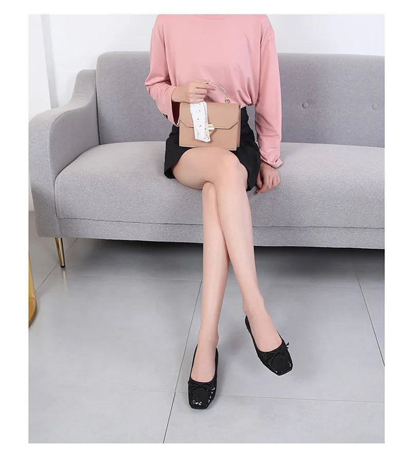Fashion 2024 Spring Summer Women Flats Elegant Office Lady Bling Shoes Flat Black Pink Plus Size 42 A3298