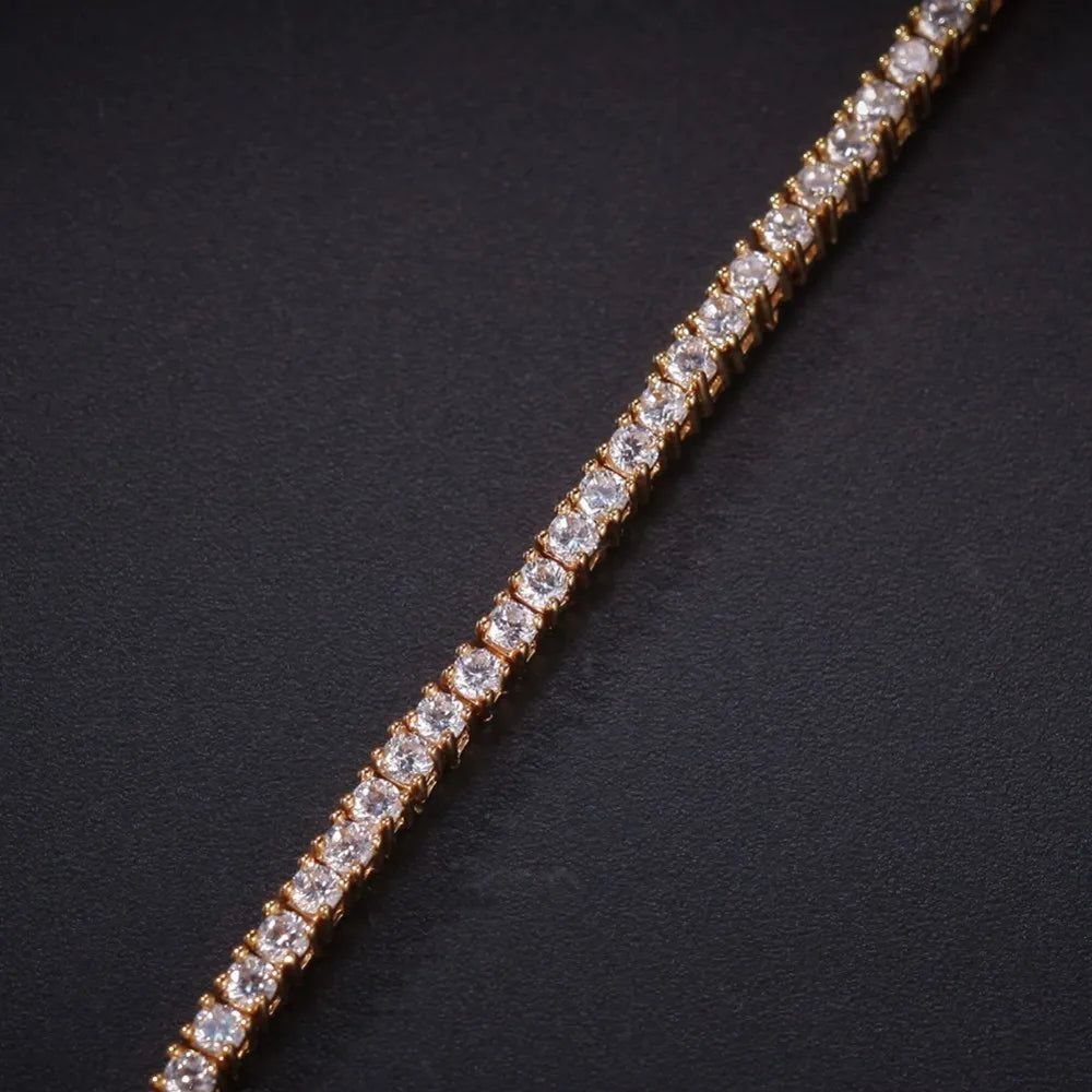 THE BLING KING 2mm Tennis Link Bracelet Iced Out Bling Bling Cubic Zirconia Men Women Bracelets Fashion Hiphop Jewelry