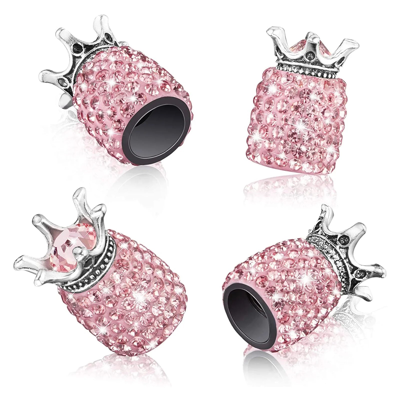 DSYCAR 4Pcs Crystal Rhinestone Universal Car Tire Valve Caps, Attractive Dustproof Bling Car Accessories