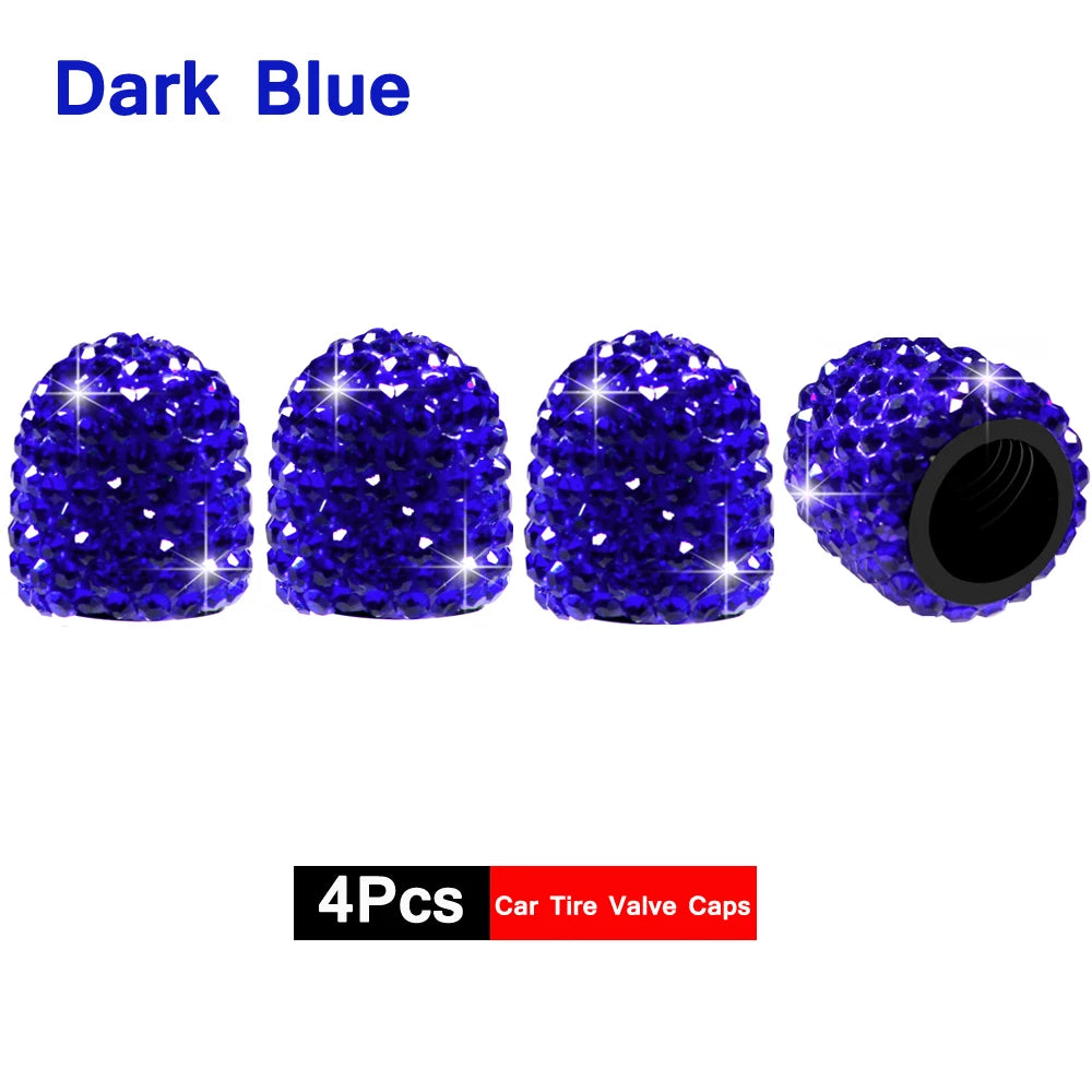 DSYCAR 4Pcs Crystal Rhinestone Universal Car Tire Valve Caps, Attractive Dustproof Bling Car Accessories