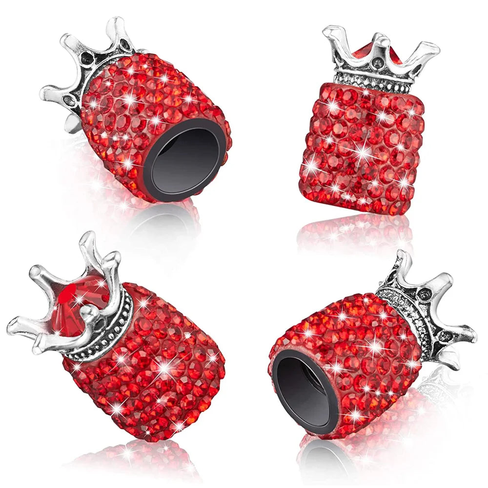 DSYCAR 4Pcs Crystal Rhinestone Universal Car Tire Valve Caps, Attractive Dustproof Bling Car Accessories