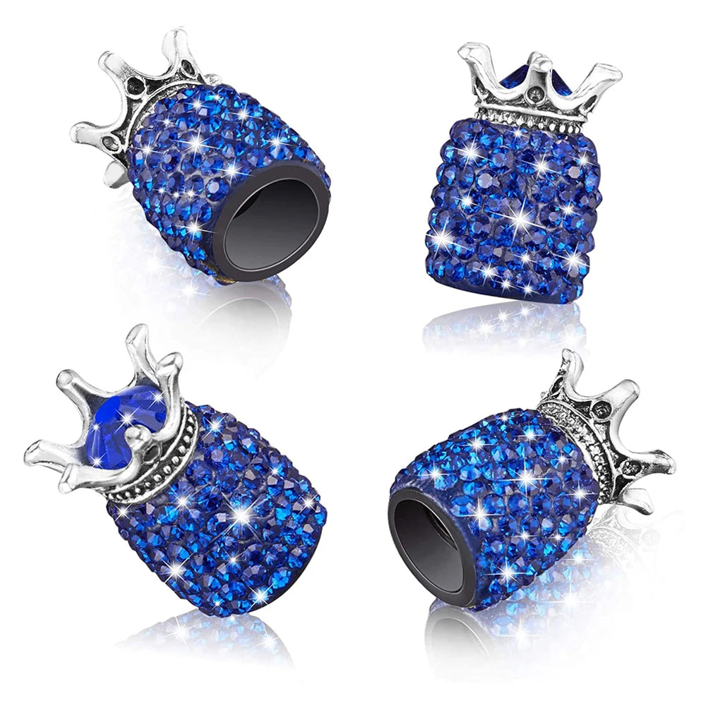 DSYCAR 4Pcs Crystal Rhinestone Universal Car Tire Valve Caps, Attractive Dustproof Bling Car Accessories