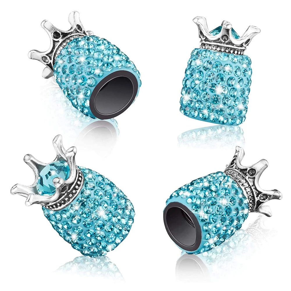 DSYCAR 4Pcs Crystal Rhinestone Universal Car Tire Valve Caps, Attractive Dustproof Bling Car Accessories