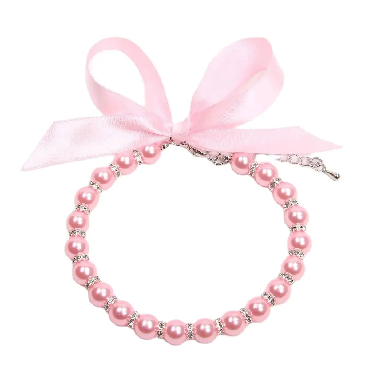 XKSRWE Pearls Dog Necklace Cat Collar with Bling Accessories Pet Puppy Jewelry for Female Dogs Cats