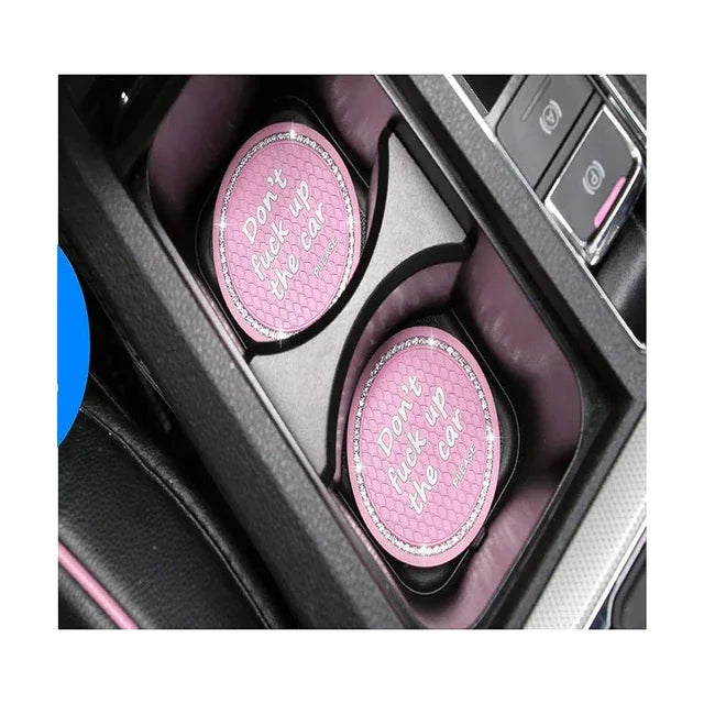 Pink Bling Car Cup Coaster Universal Diamond Auto Cup Holder Insert Drink Coaster Car Interior Accessories