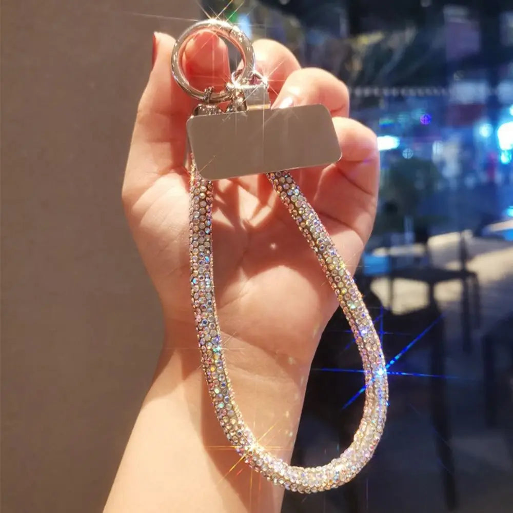 Trendy Glitter Rhinestone Phone Lanyard Bright Bling Bling Diamond Crystal Keychain Phone Wrist Straps Phone Accessories