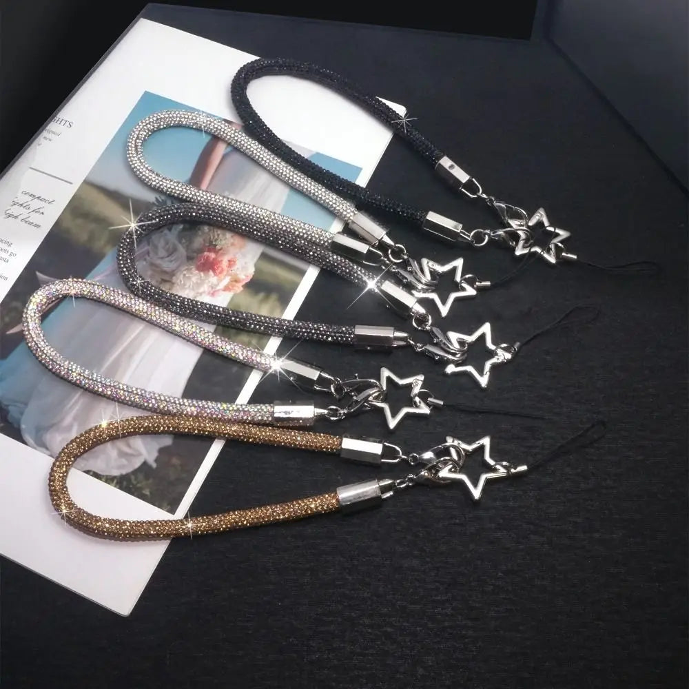 Crystal Rhinestone Phone Lanyard Glitter Bright Bling Bling Hanging Cord Phone Wrist Rope Phone Accessories