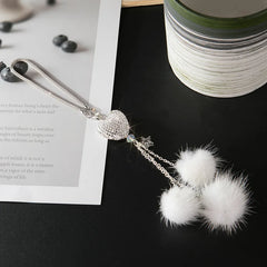 Rhinestone Crystal Plush Pendant Auto Rearview Mirror Ornament Bling Car Mirror Hanging Accessories Car Interior Decoration
