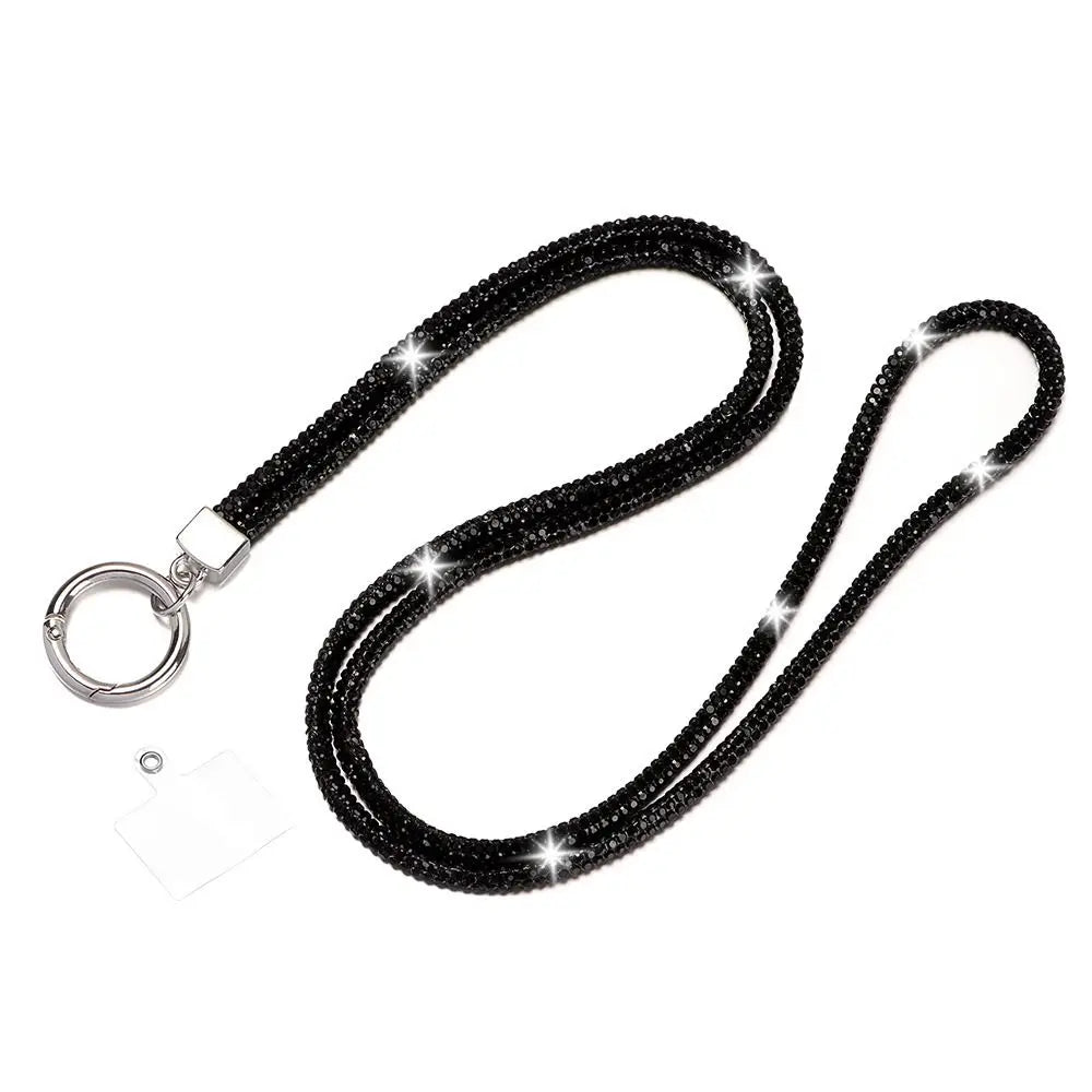 Glitter Keychain Bling Bling Crystal Anti-lost Rope Hanging Cord Chain Straps Rhinestone Phone Lanyard