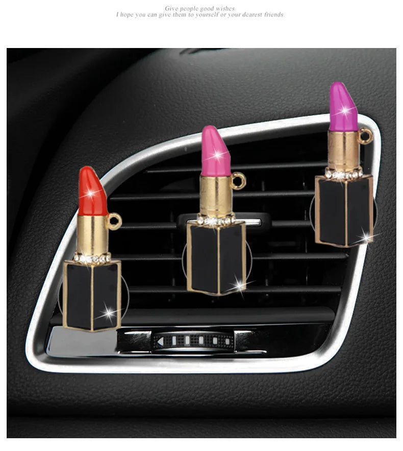 Lipstick Car Decoration Interior Air Freshener Auto Outlet Perfume Clip Car Scent Diffuser Bling Car Accessories Girls Gifts