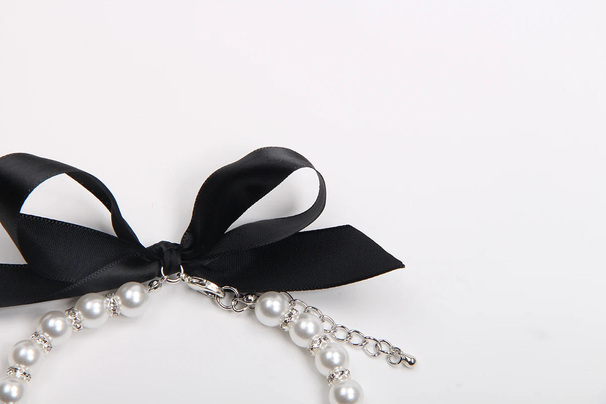 XKSRWE Pearls Dog Necklace Cat Collar with Bling Accessories Pet Puppy Jewelry for Female Dogs Cats
