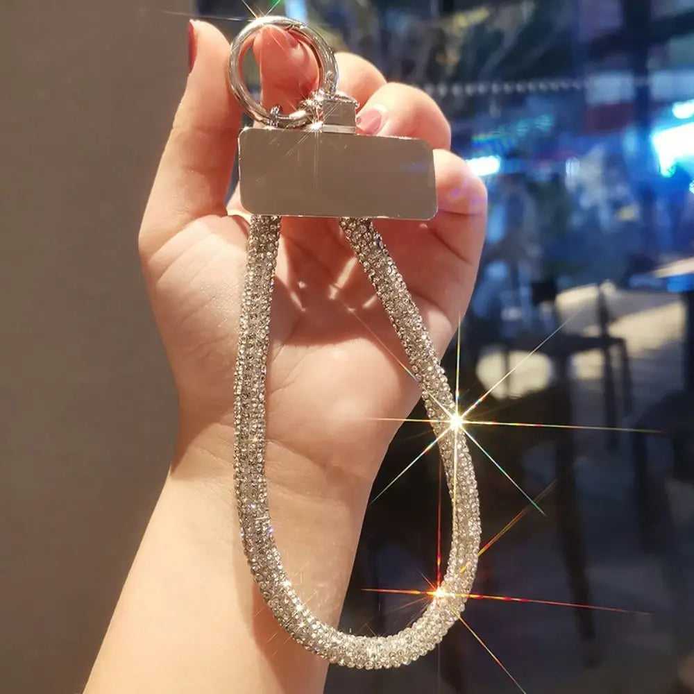 Trendy Glitter Rhinestone Phone Lanyard Bright Bling Bling Diamond Crystal Keychain Phone Wrist Straps Phone Accessories