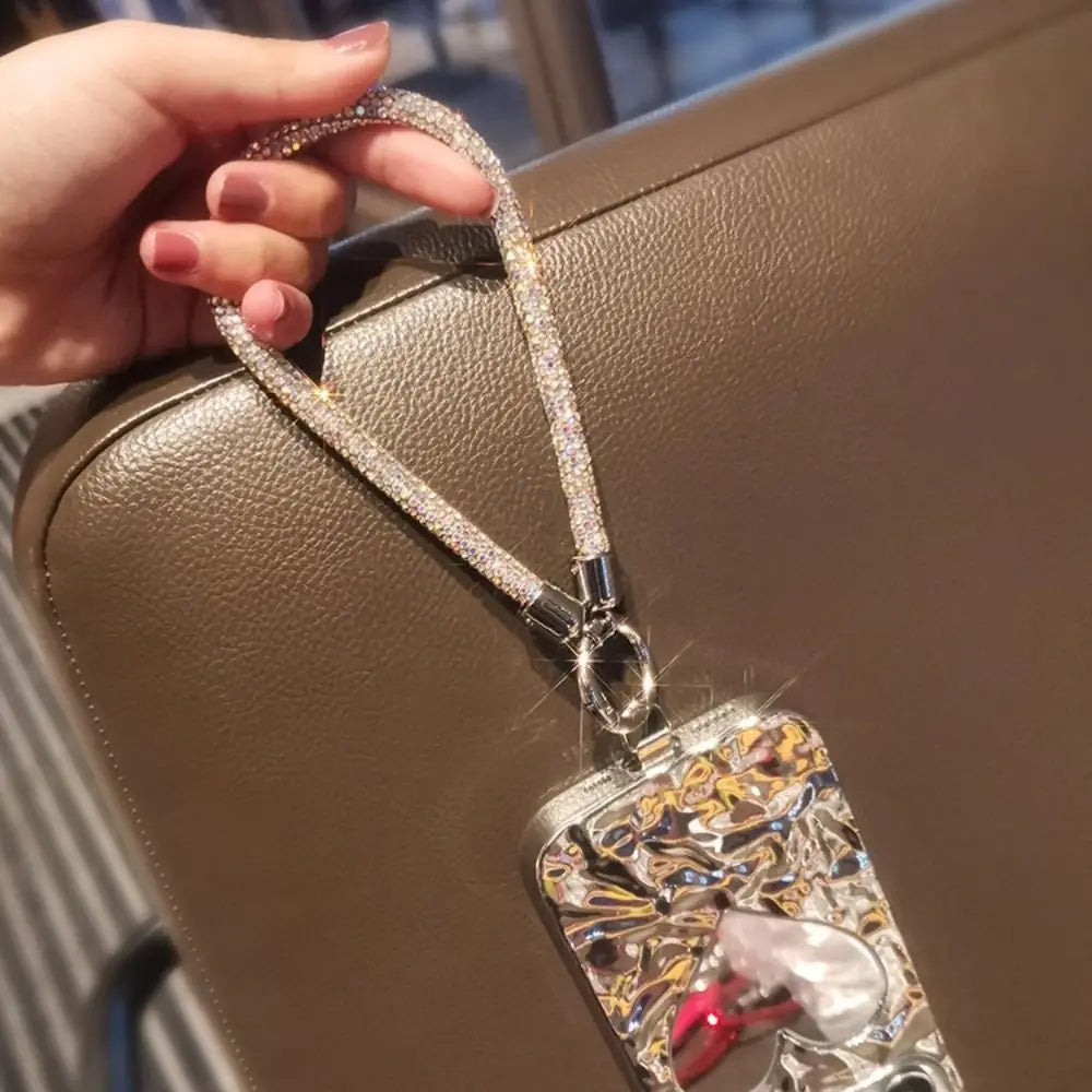 Trendy Glitter Rhinestone Phone Lanyard Bright Bling Bling Diamond Crystal Keychain Phone Wrist Straps Phone Accessories