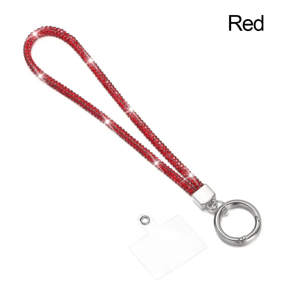 Glitter Keychain Bling Bling Rhinestone Phone Lanyard Wrist Straps Hanging Cord Crystal Anti-lost Rope