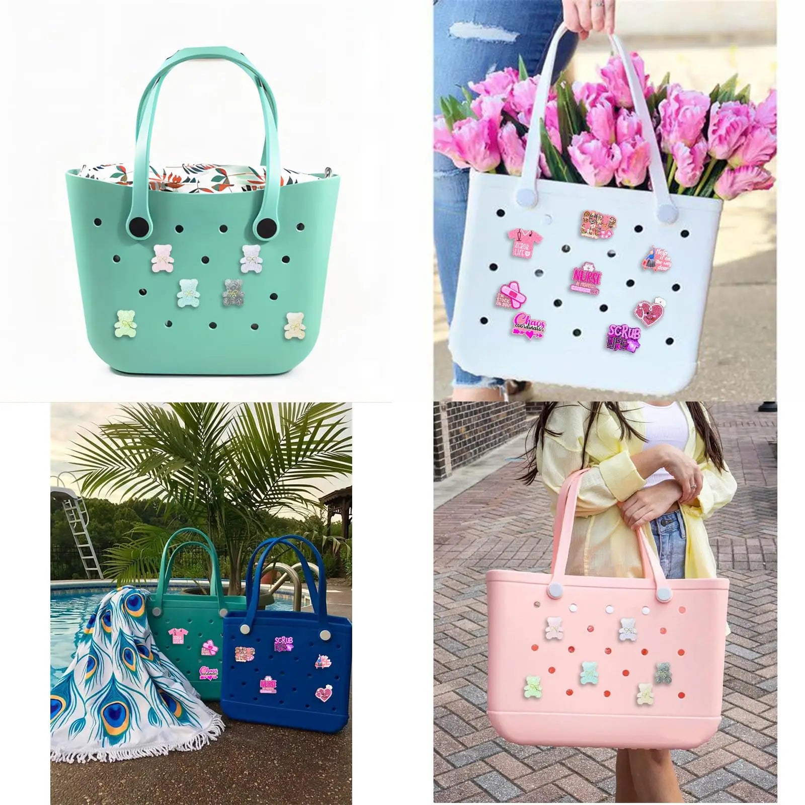 Bling Bag Charms for Bogg Bag Cute Acrylic Nurse Life Charms for Bogg Bag Accessories Women Girls Party Gifts Nurse Life